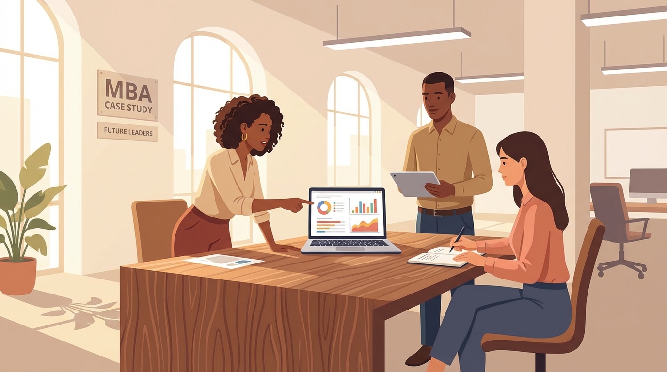 MBA student practicing case study analysis