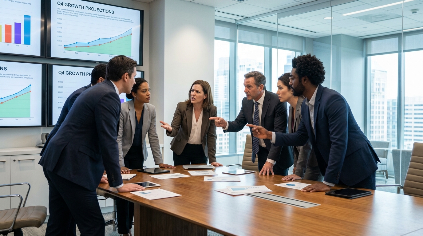 Board meeting discussing strategic capital allocation options