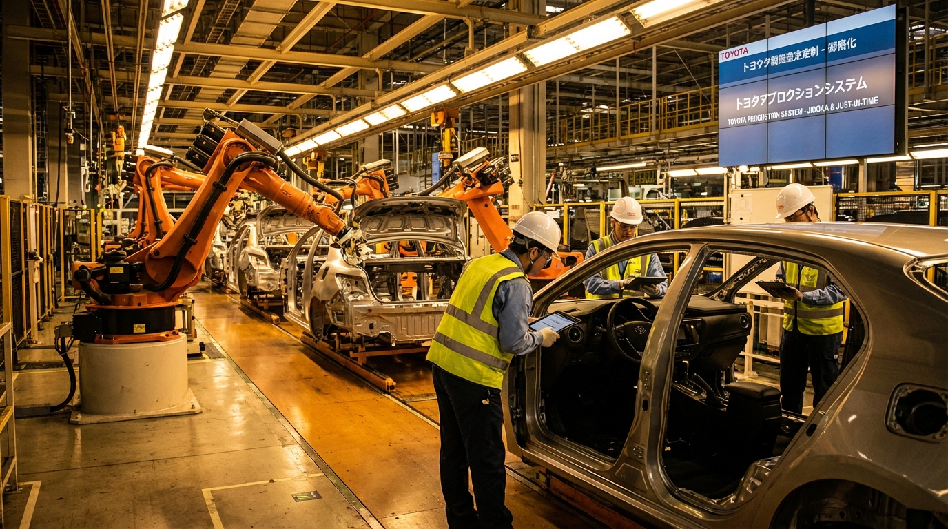 Toyota production system assembly line with quality control processes